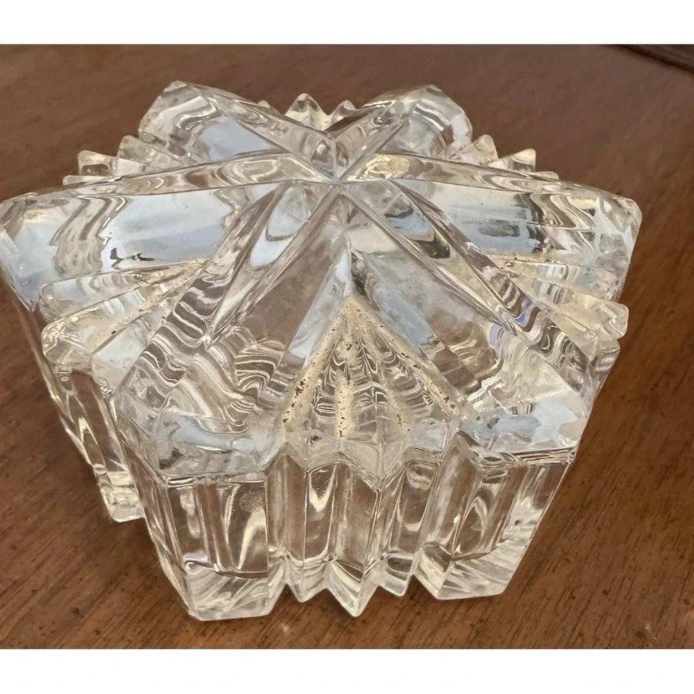 Vintage Mikasa Lead Crystal Snowflake Trinket‎ Jewelry Box 4